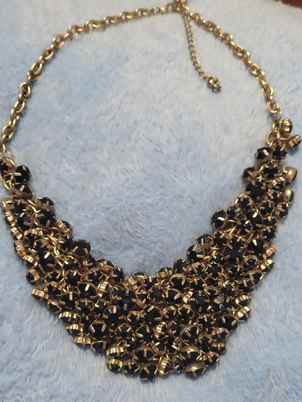 Gold-Tone Statement Necklace with Black Accents